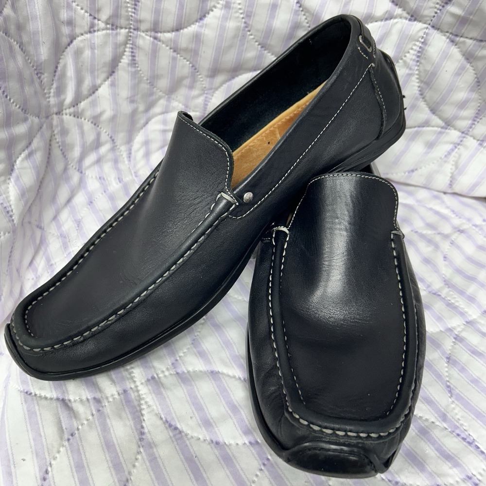Coach Davin Black Leather Slip On Loafers Made in Italy Men's 11 1/2 D Driving